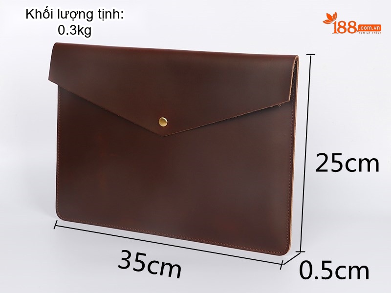 Túi Đựng Tài Liệu A4 Nam Da Bò Dáng Ngang, Túi Ipad Pro 13 Inch Màu Nâu chi tiết 3