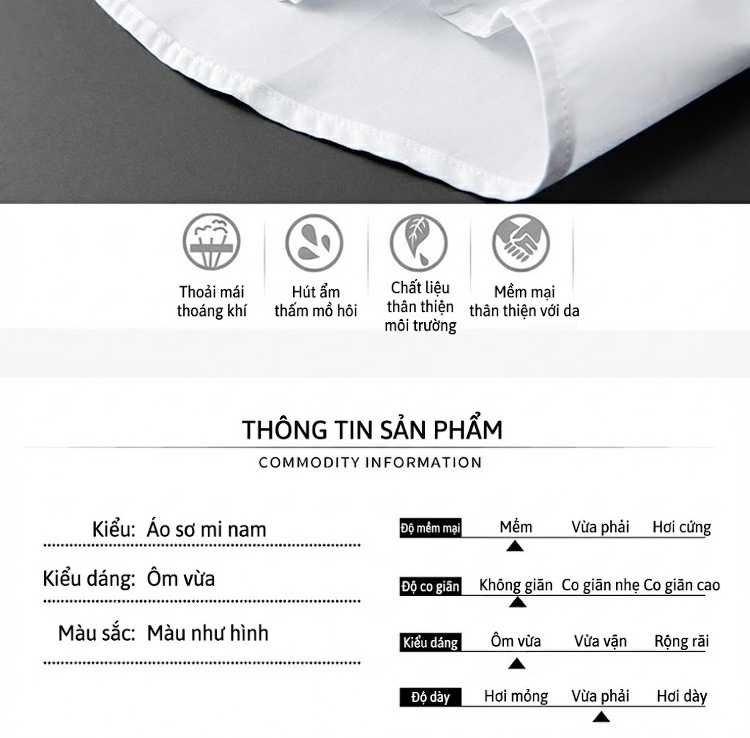 Áo Sơ Mi Dài Tay Nam Phối Dải Ruy Băng Tay, Khóa Kéo Ngực Phong Cách Thời Trang Màu Trắng, Đen chi tiết 5