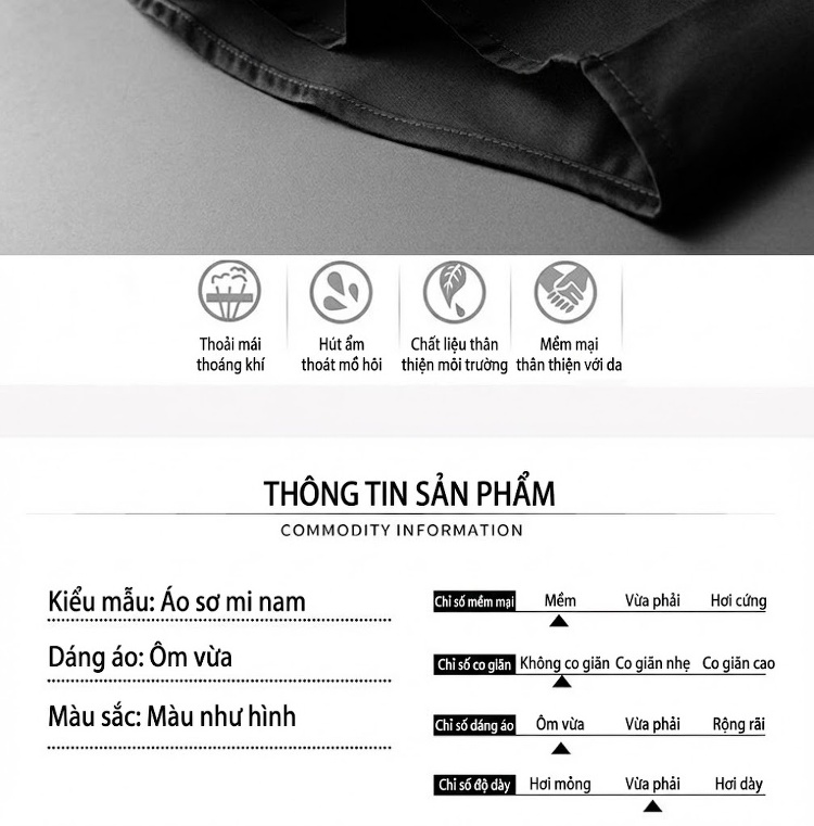 Áo Sơ Mi Nam Tay Dài Cổ Đính Hạt Phong Cách Châu Âu Màu Đen Trắng chi tiết 5
