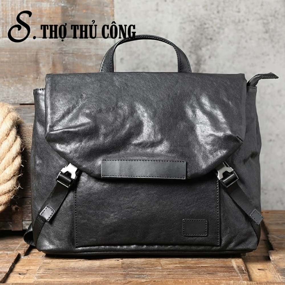 Túi Đeo Chéo Nam Da Bò SIVOK Thời Trang Công Sở Màu Đen