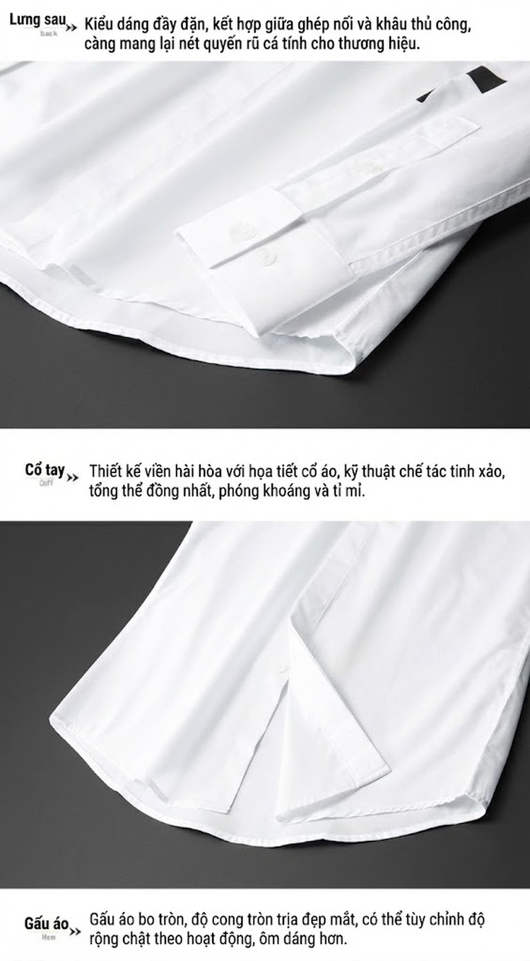 Áo Sơ Mi Tay Dài Nam In Hình Thập Giá Cotton Màu Trắng, Đen chi tiết 10