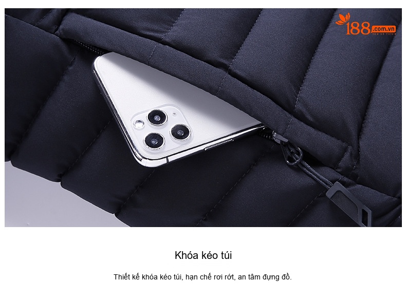 Áo Khoác Phao Nam Hai Mặt Mặc Mùa Đông Dáng Rộng Giữ Ấm Màu Xám, Kaki, Vàng, Xanh Lam... chi tiết 12