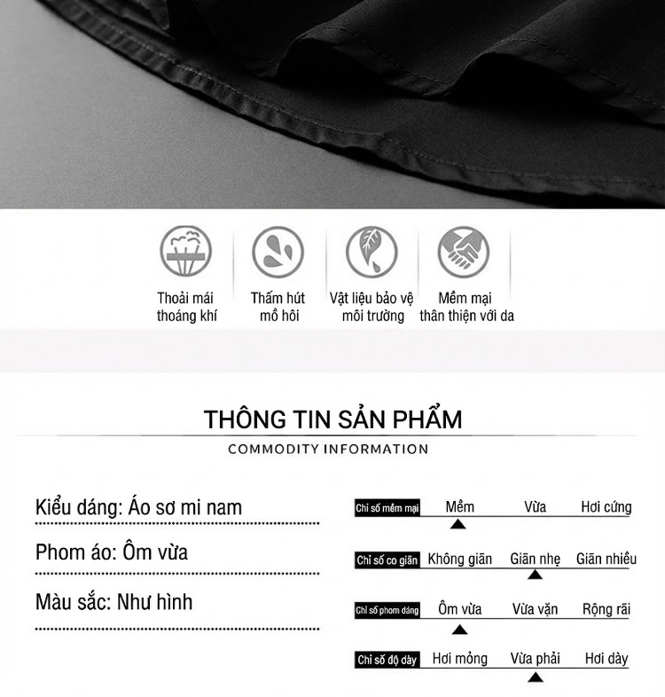Áo Sơ Mi Nam Dài Tay Phối Sọc Vai Phong Cách Âu Mỹ Màu Trắng, Đen chi tiết 5