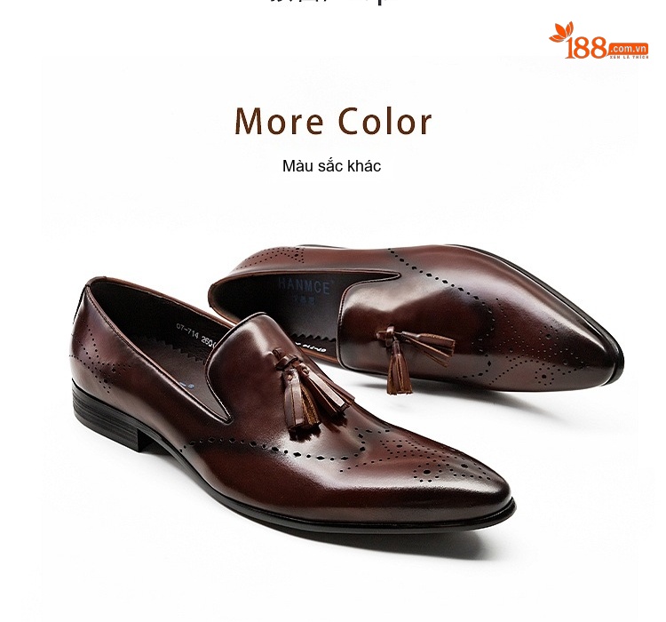 Giày Lười Nam Da Bò Penny Loafer Chiều Cao Đế Khoảng 3cm Màu Đen, Nâu chi tiết 7
