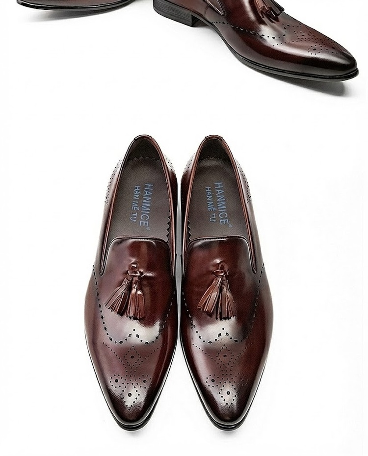 Giày Lười Nam Da Bò Penny Loafer Chiều Cao Đế Khoảng 3cm Màu Đen, Nâu chi tiết 9