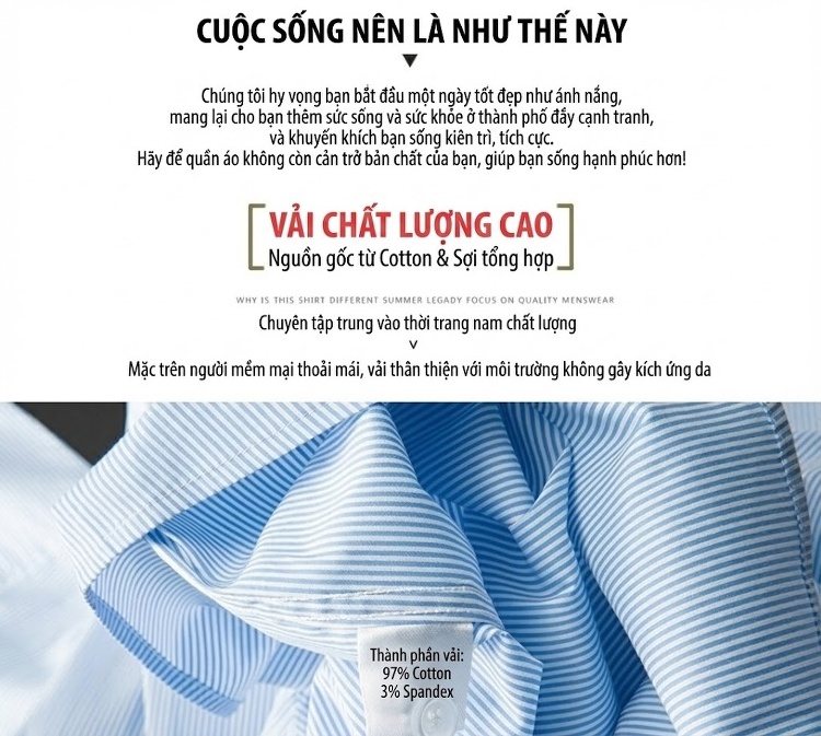Áo Sơ Mi Dài Tay Nam Sọc Trắng Xanh Phối Dải Ruy Băng In Họa Tiết chi tiết 3
