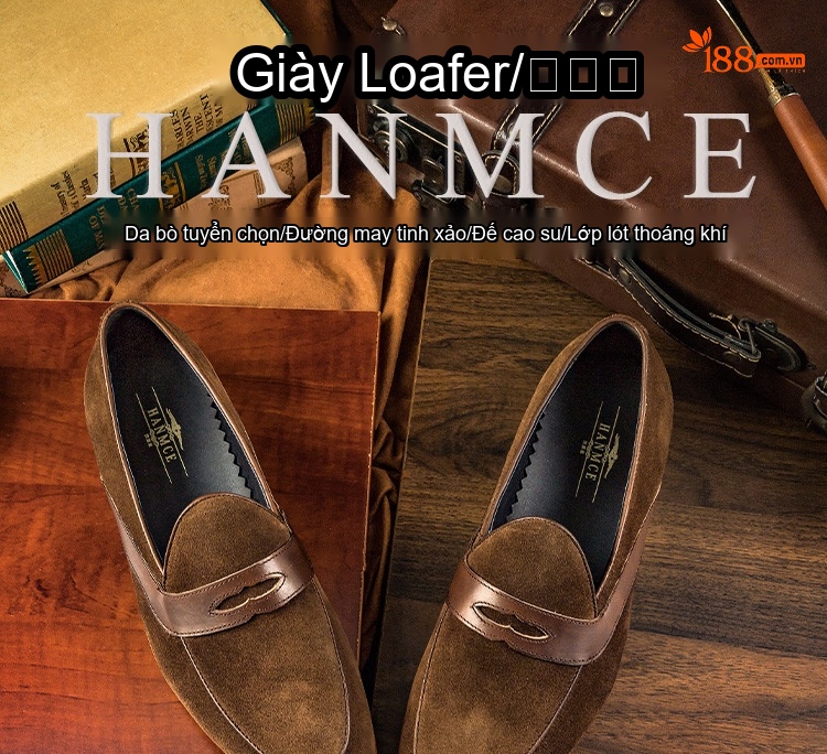 Giày Lười Penny Loafer Nam Da Mờ Chiều Cao Đế Khoảng 2cm Màu Nâu chi tiết 1
