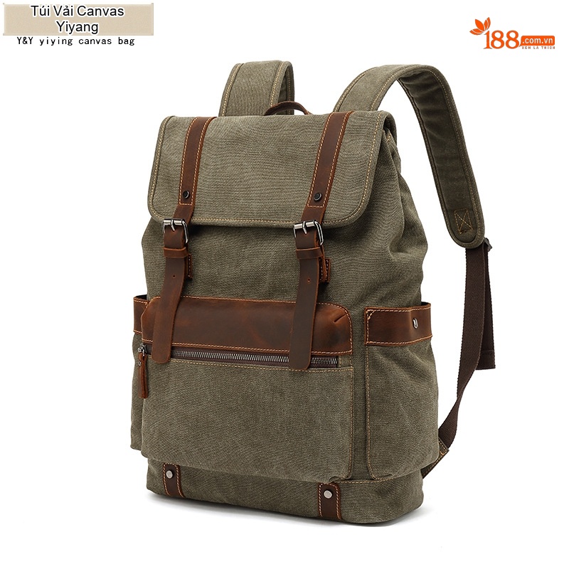 Balo Vải Canvas Chống Mòn Phong Cách Retro Du Lịch Đựng Laptop Màu Nâu, Xanh Lá, Xám, Đen...