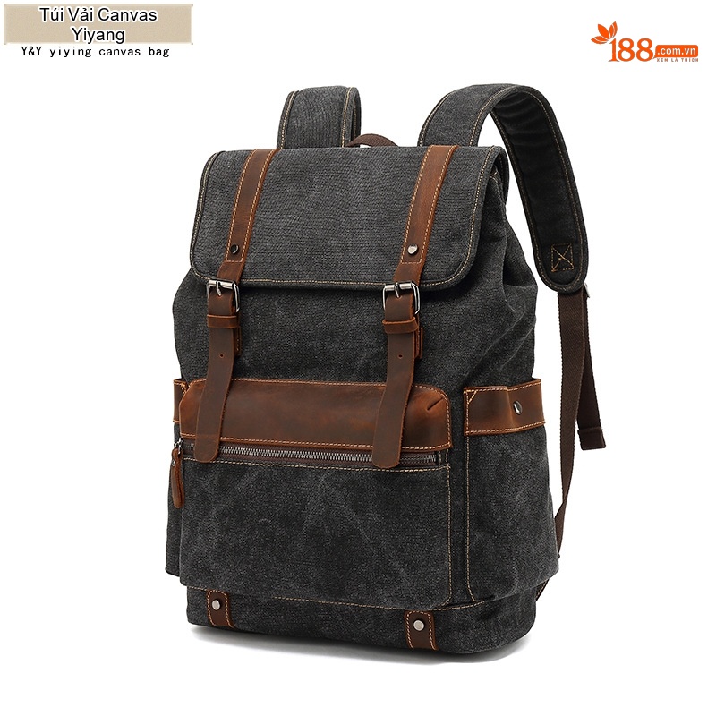 Balo Vải Canvas Chống Mòn Phong Cách Retro Du Lịch Đựng Laptop Màu Nâu, Xanh Lá, Xám, Đen...