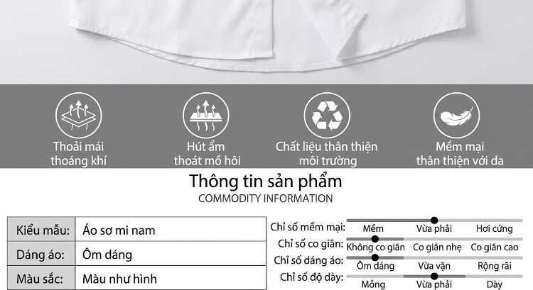 Áo Sơ Mi Tay Dài Nam Form Ôm Vừa Vặn Phối Màu Đen, Trắng, Đỏ chi tiết 5