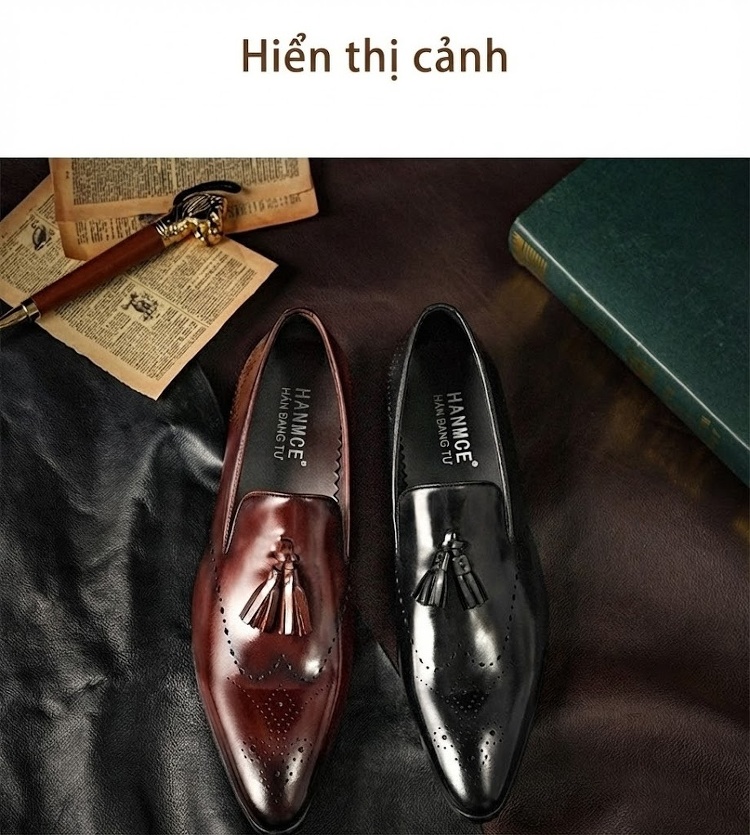 Giày Lười Nam Da Bò Penny Loafer Chiều Cao Đế Khoảng 3cm Màu Đen, Nâu chi tiết 10