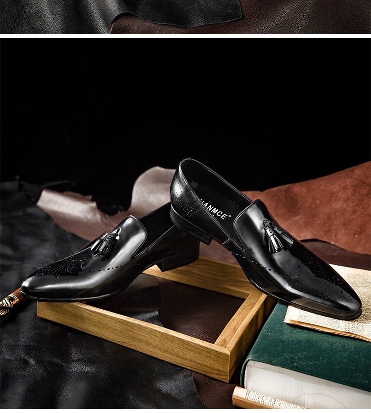 Giày Lười Nam Da Bò Penny Loafer Chiều Cao Đế Khoảng 3cm Màu Đen, Nâu chi tiết 11
