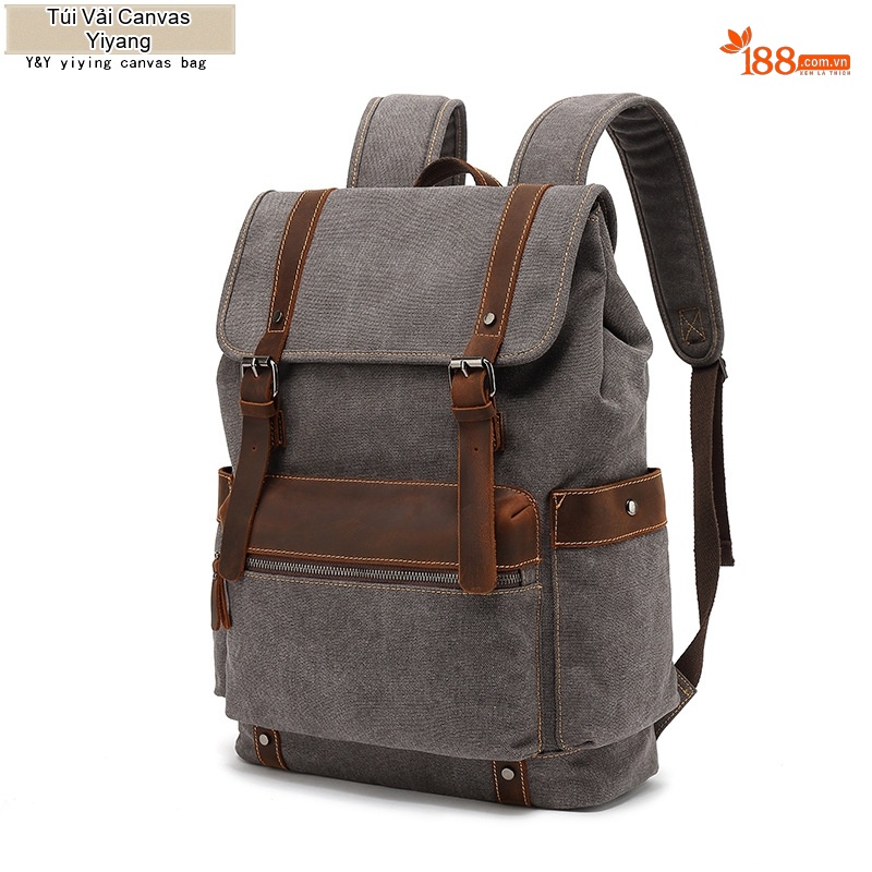 Balo Vải Canvas Chống Mòn Phong Cách Retro Du Lịch Đựng Laptop Màu Nâu, Xanh Lá, Xám, Đen...