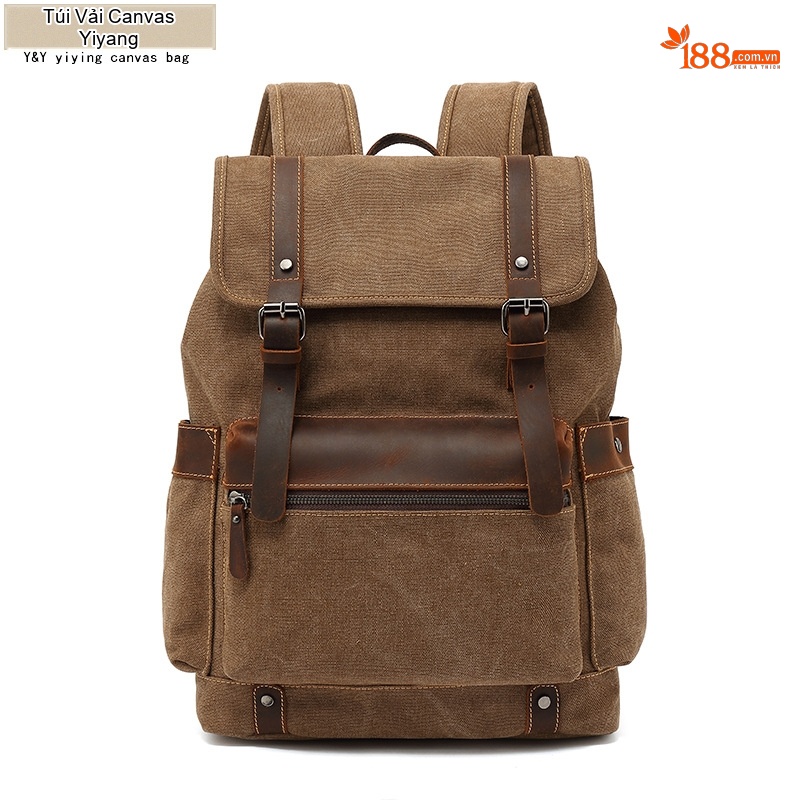 Balo Vải Canvas Chống Mòn Phong Cách Retro Du Lịch Đựng Laptop Màu Nâu, Xanh Lá, Xám, Đen...