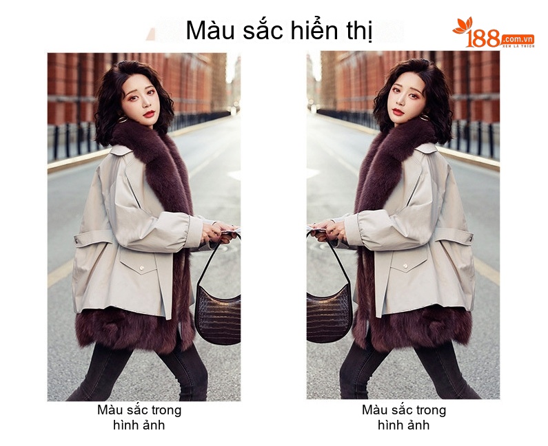 Áo Khoác Nữ Parka Lót Lông Dày Dặn Cổ Lông Rời Phong Cách Thời Trang Màu Kem, Nâu chi tiết 3