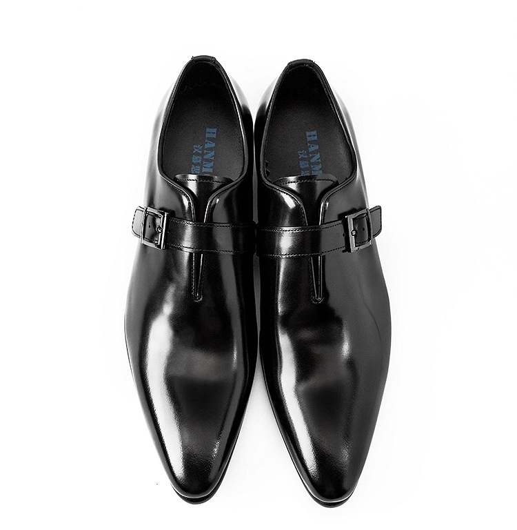 Giày Monkstrap Khóa Cài Nam Da Bò Mũi Nhọn Chiều Cao Đế Khoảng 2.5cm Màu Đen, Nâu Đỏ chi tiết 7