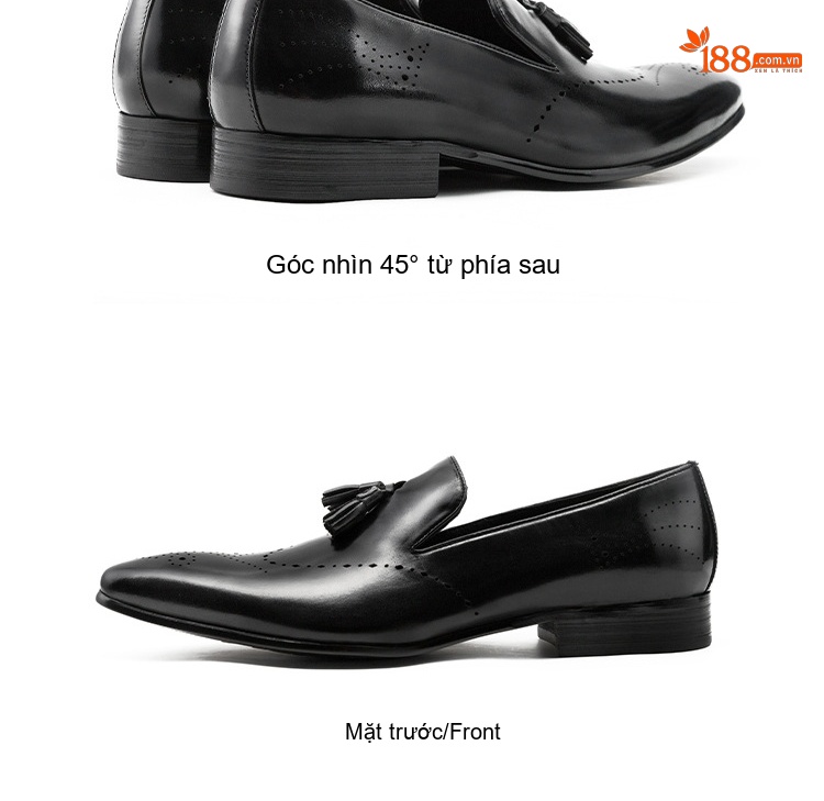 Giày Lười Nam Da Bò Penny Loafer Chiều Cao Đế Khoảng 3cm Màu Đen, Nâu chi tiết 5