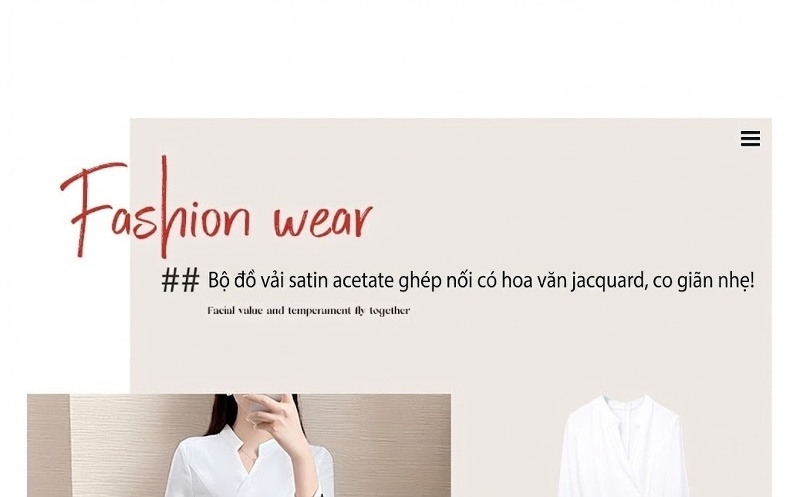 Bộ Quần Áo Công Sở Nữ Dáng Vest Thiết Kế Thanh Lịch Màu Trắng, Xám, Đen chi tiết 2