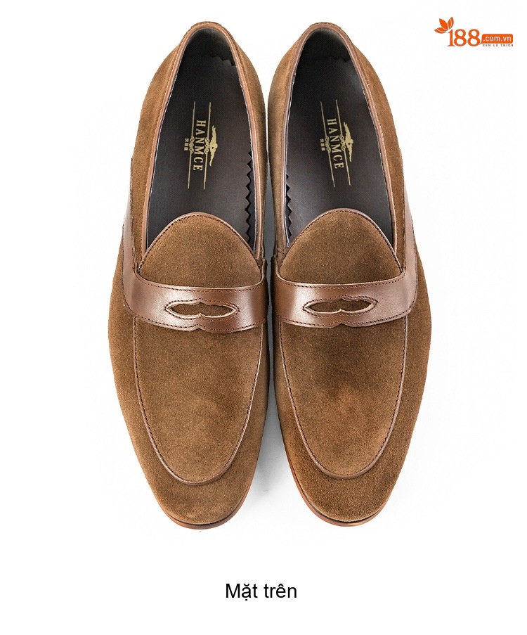 Giày Lười Penny Loafer Nam Da Mờ Chiều Cao Đế Khoảng 2cm Màu Nâu chi tiết 6