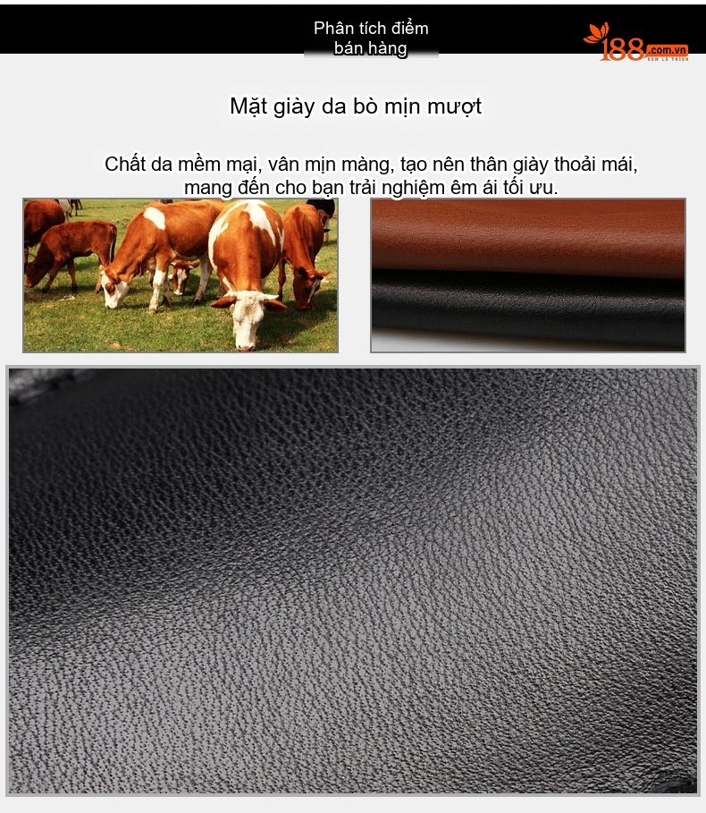 Giày Lười Nam Da Thật Chiều Cao Đế Khoảng 1cm Màu Đen, Trắng, Nâu, Xám chi tiết 8