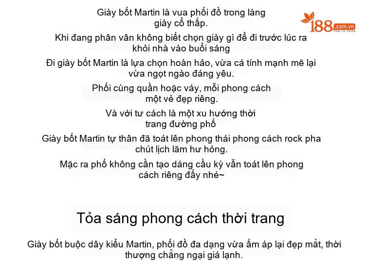 Boot Martin Nữ Da Thật Cổ Lỡ Chiều Cao Đế Khoảng 5cm Màu Đen chi tiết 2