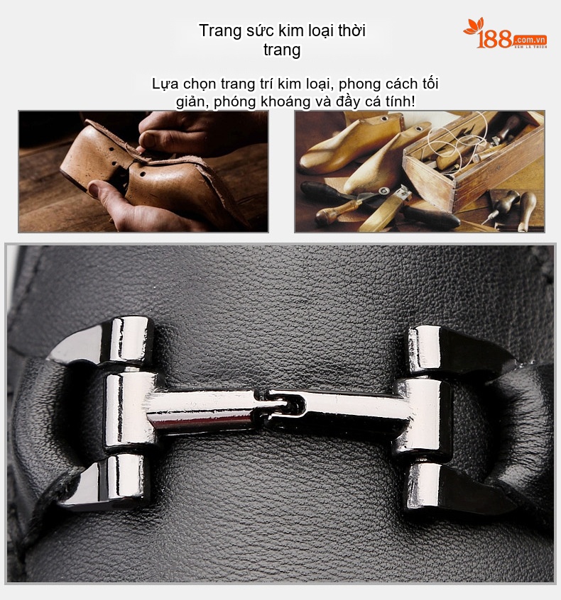 Giày Lười Nam Da Thật Chiều Cao Đế Khoảng 1cm Màu Đen, Trắng, Nâu, Xám chi tiết 10
