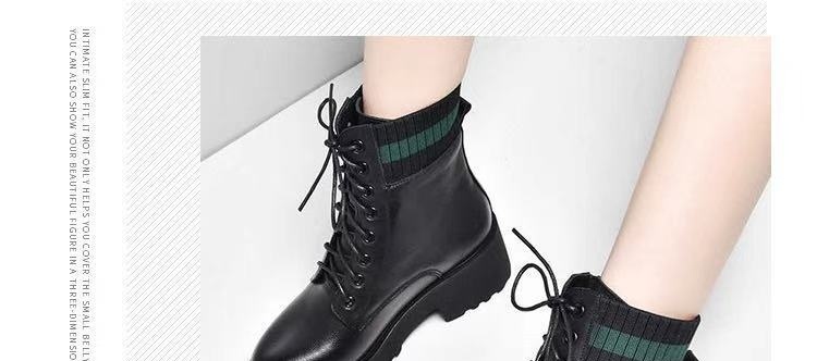 Boot Martin Nữ Da Thật Cổ Lỡ Chiều Cao Đế Khoảng 5cm Màu Đen chi tiết 20