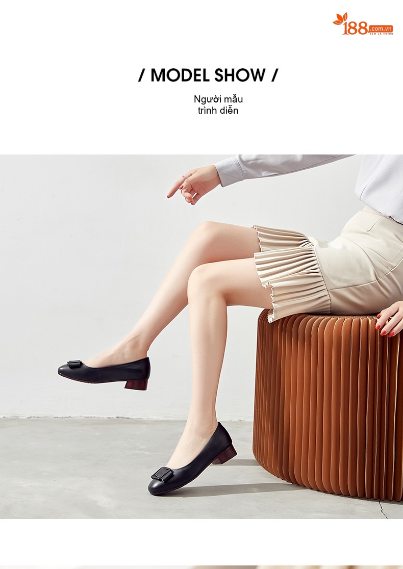 Giày Búp Bê Nữ Da Thật Đế Bệt Chiều Cao Đế Khoảng 3cm Màu Đen, Nâu, Kem, Đỏ... chi tiết 8