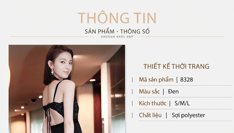 Váy Đầm Dự Tiệc Nữ Hai Dây Hở Lưng Thiết Kế Sang Trọng Màu Đen chi tiết 1