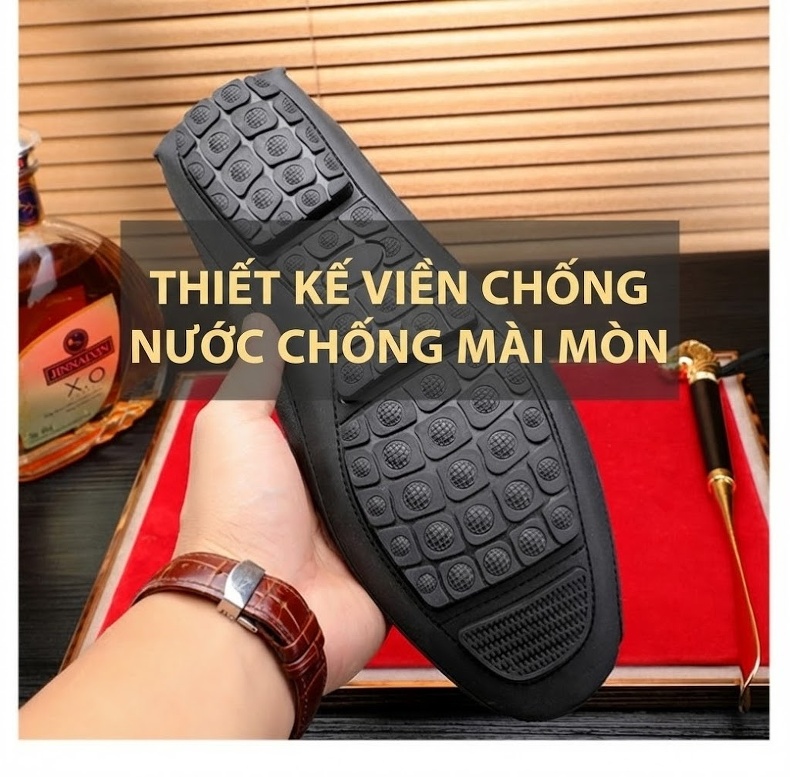 Giày Lười Nam Da Bò Mềm Mại Chiều Cao Đế Khoảng 2cm Màu Đen, Trắng chi tiết 12