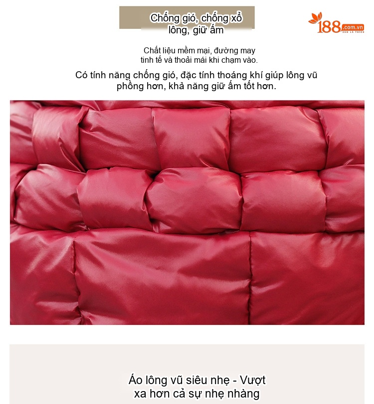 Áo Phao Nữ Dáng Dài Vừa Gọn Gàng Lông Vịt Trắng Dáng Rộng Phong Cách Hàn Quốc Màu Đỏ, Đen, Kem, Cam... chi tiết 5