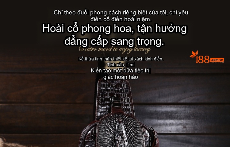 Túi Đeo Ngực Nam Da Thật Vân Cá Sấu Da Bò Sáp Dầu Thời Trang chi tiết 1