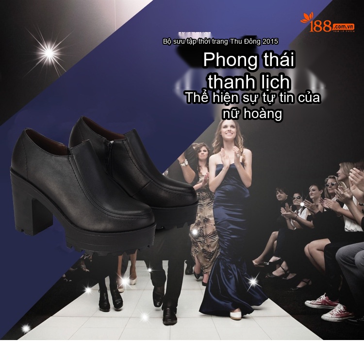 Giày Cao Gót Nữ Da Bóng Khóa Kéo Bên Hông Chiều Cao Đế Khoảng 7cm Màu Đen chi tiết 1
