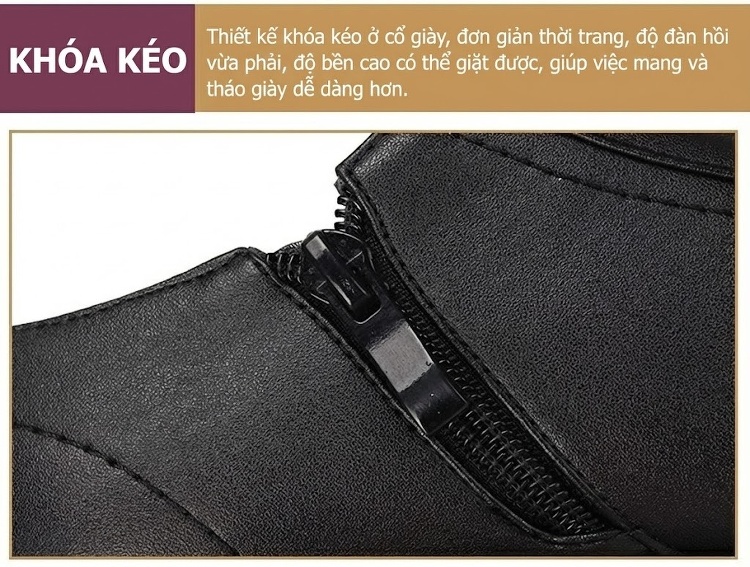 Giày Cao Gót Nữ Da Bóng Khóa Kéo Bên Hông Chiều Cao Đế Khoảng 7cm Màu Đen chi tiết 9