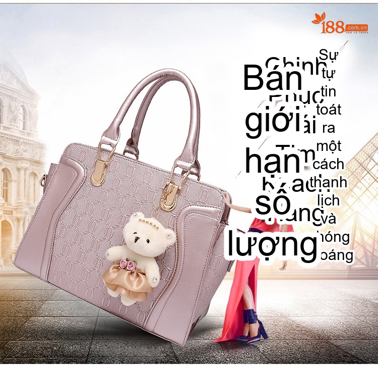 Bộ Túi Xách Tay và Túi Đeo Chéo Nữ 4 Món Da Bóng Thời Trang Màu Đen, Đỏ, Nâu, Hồng chi tiết 2