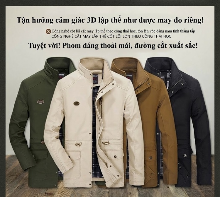 Áo Khoác Jacket Nam Cotton Dáng Ôm Vừa Vặn Phong Cách Thường Ngày Màu Be, Đen, Nâu, Xanh... chi tiết 3
