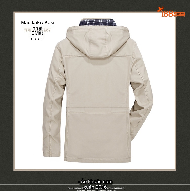 Áo Khoác Jacket Nam Cotton Dáng Ôm Vừa Vặn Phong Cách Thường Ngày Màu Be, Đen, Nâu, Xanh... chi tiết 6