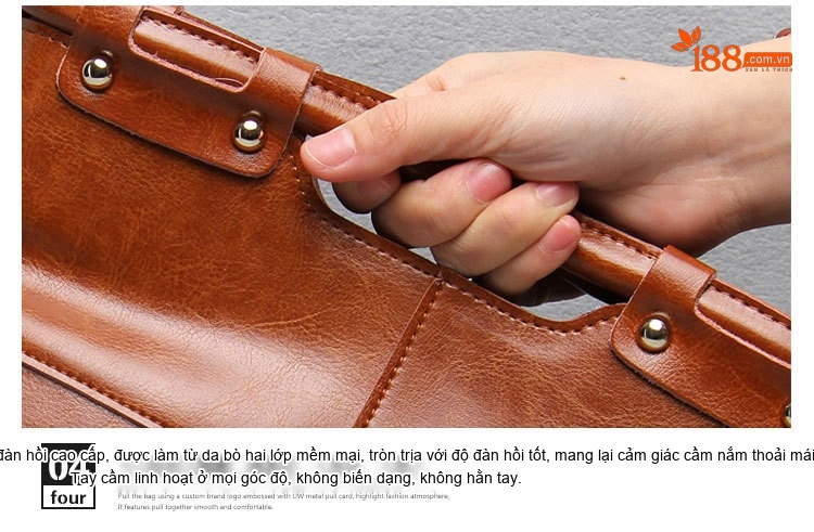 Túi Tote Da Thật Retro Châu Âu Mỹ, Túi Đeo Chéo Nữ Màu Nâu chi tiết 18