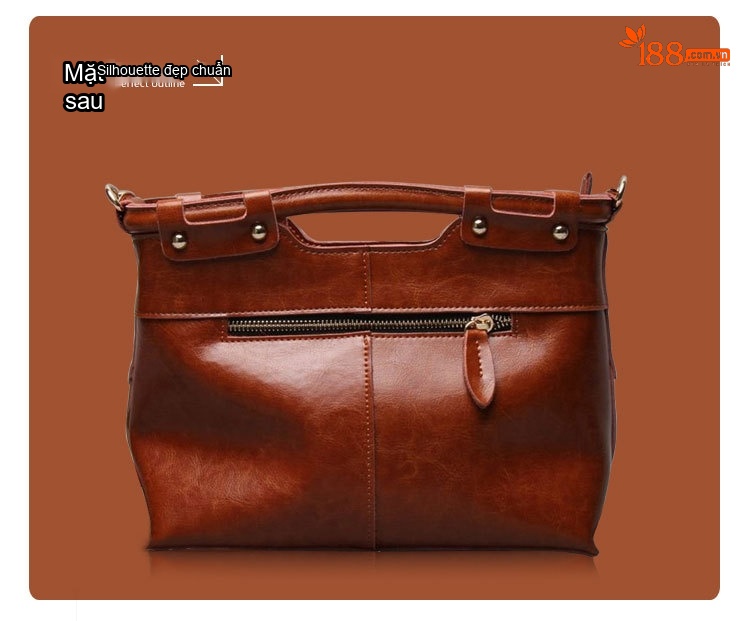 Túi Tote Da Thật Retro Châu Âu Mỹ, Túi Đeo Chéo Nữ Màu Nâu chi tiết 12