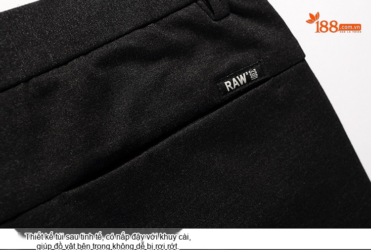 Quần Âu Nam Bốn Chiều Co Giãn Cotton Dáng Ôm Màu Đen chi tiết 12