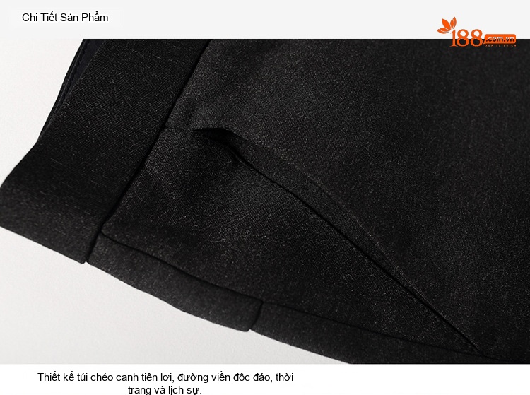Quần Âu Nam Bốn Chiều Co Giãn Cotton Dáng Ôm Màu Đen chi tiết 10