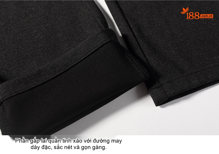 Quần Âu Nam Bốn Chiều Co Giãn Cotton Dáng Ôm Màu Đen chi tiết 14