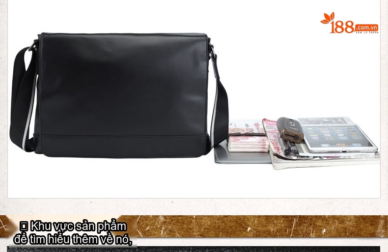 Túi Đeo Chéo Nam Da Bò Nappa Phong Cách Hàn Quốc Công Sở Văn Phòng Màu Đen chi tiết 5