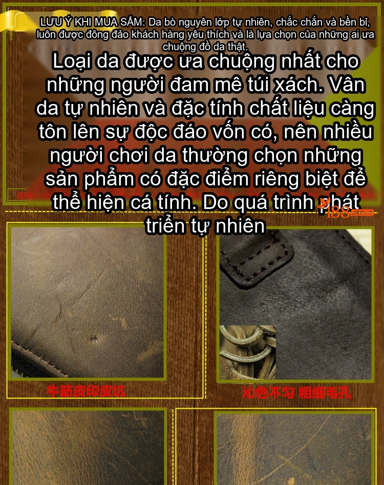 Ví Cầm Tay Dáng Dài Nam Da Bò Nhiều Ngăn Khóa Kéo Phong Cách Retro Màu Nâu, Đen chi tiết 1