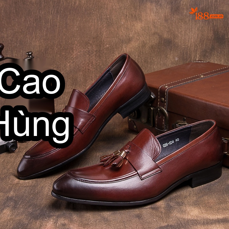 Giày Lười Nam Da Bóng Chiều Cao Đế Khoảng 3cm Màu Đen, Nâu chi tiết 9