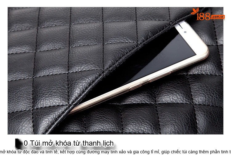 Túi Đeo Chéo Nữ Da PU Họa Tiết Trám Dây Xích Size Lớn Màu Đen chi tiết 26