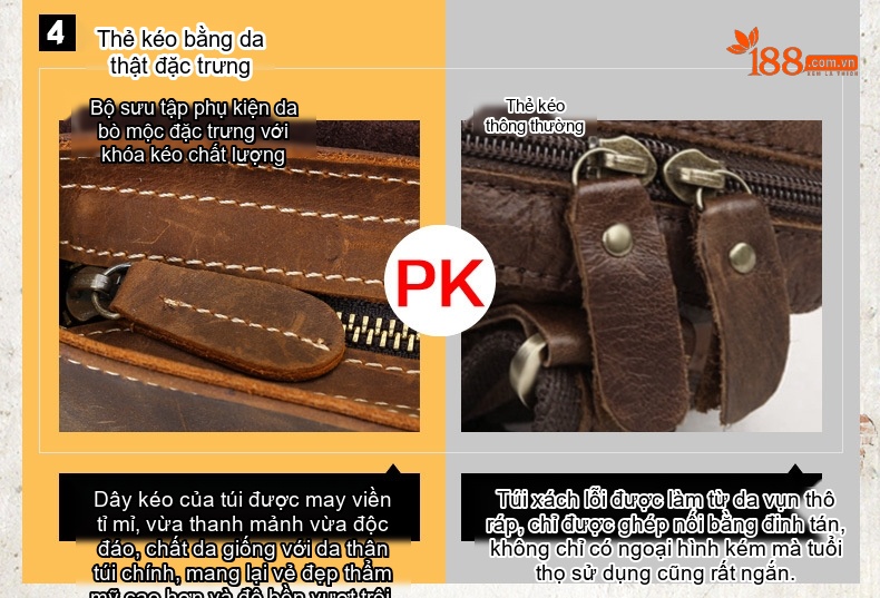 Túi Đeo Hông/Đeo Chéo/Đeo Vai Nam Da Thật Phong Cách Âu Mỹ Cổ Điển Màu Nâu chi tiết 24