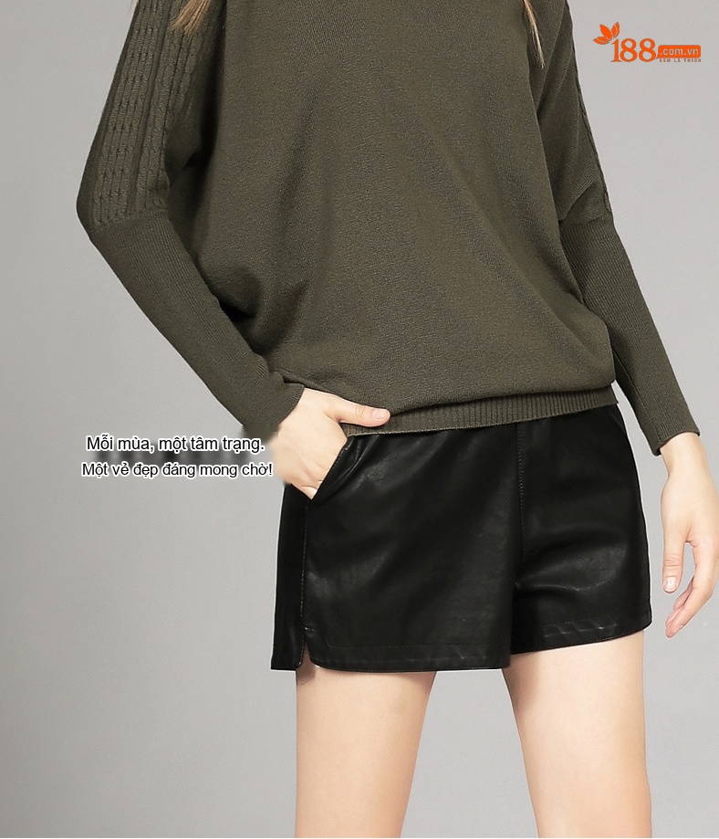 Áo Len Dệt Kim Nữ Tay Dài Dáng Rộng Chất Liệu Lông Cừu Màu Xanh Olive chi tiết 3