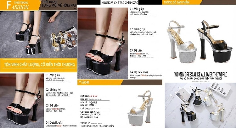 Giày Sandal Cao Gót Nữ Quai Ngang Đế Xuồng Gót Cao 10cm - 12cm Màu Đen, Bạc chi tiết 1