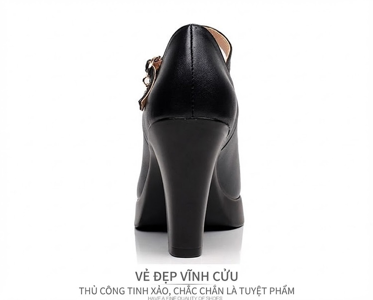 Giày Cao Gót Nữ Quai Ngang Da Bóng Đế Xuồng Chiều Cao Đế 5.5cm Màu Đen, Bạc, Đỏ chi tiết 20
